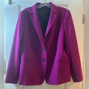 Talbots Women's Vibrant Raspberry-Colored Wool Blazer Jacket Size 14